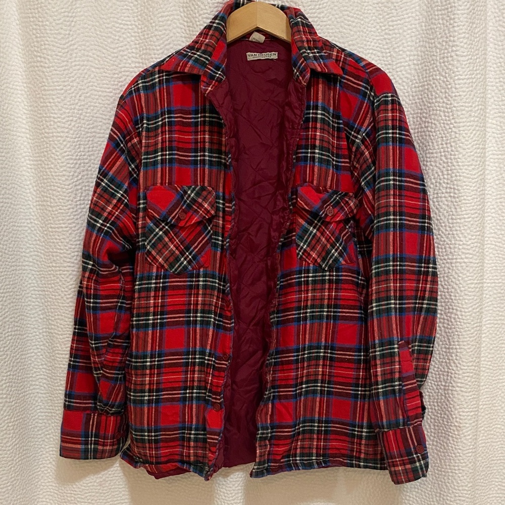 Lined cotton plaid button down